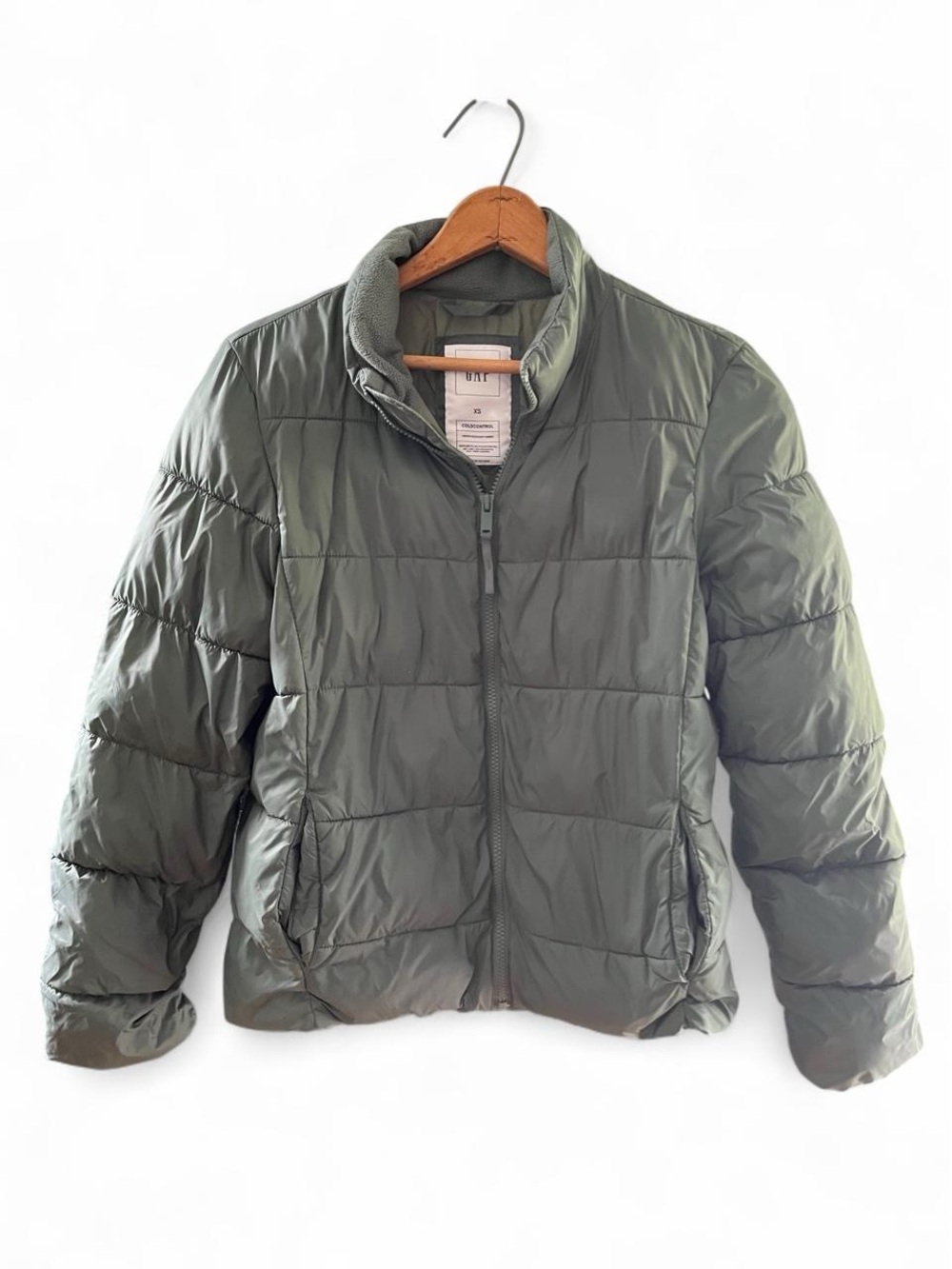 Gap ColdControl Olive Green Puffer Jacket Women’s XS Water Resistant